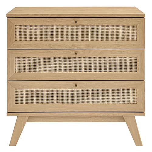 Modway Soma 3-Drawer Dresser in Oak, 31 x 18.5 x 30