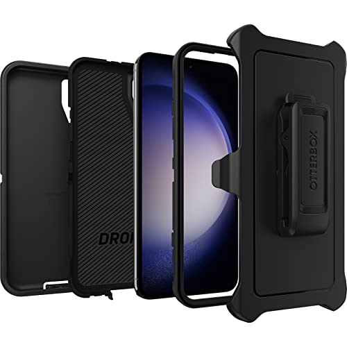 OtterBox Galaxy S23+ Defender Series Case - BLACK, rugged & durable, with port protection, includes holster clip kickstand