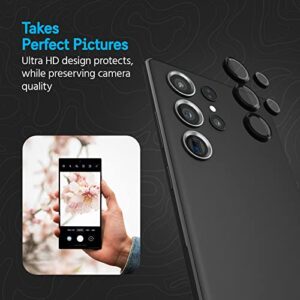 Pelican Samsung Galaxy S23 Ultra Camera Lens Protector w/ Metal Rings - 9H Tempered Glass - Durable Anti-Scratch Tech & Anti-Shatter - Ultra HD View with Night Shooting & Case Friendly, Easy Install