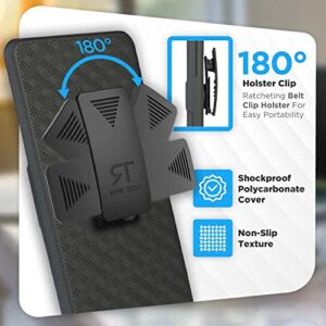 Rome Tech Belt Clip Phone Case for Samsung Galaxy A14 5G [SM-A146] Slim Heavy Duty Rugged Slide Hip Holster Cover with Kickstand Compatible with Galaxy A 14 5G - Black Lines