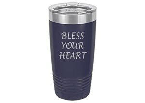 rogue river tactical funny sarcastic southern quote bless your heart large 20 ounce travel tumbler mug cup w/lid sarcastic work gift for boss manager or supervisor (blue)