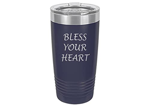Rogue River Tactical Funny Sarcastic Southern Quote Bless Your Heart Large 20 Ounce Travel Tumbler Mug Cup w/Lid Sarcastic Work Gift For Boss Manager or Supervisor (Blue)
