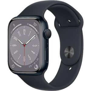 apple watch series 8 [gps, 45mm] midnight aluminum case with midnight sport band (renewed)