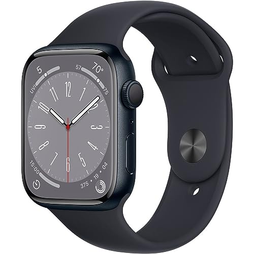 Apple Watch Series 8 [GPS, 45mm] Midnight Aluminum Case with Midnight Sport Band (Renewed)