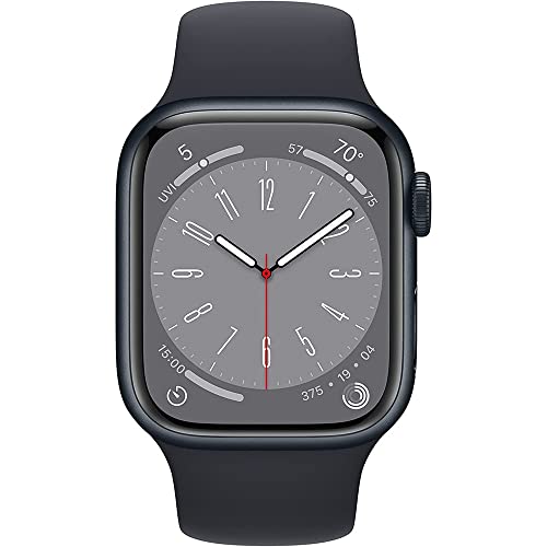 Apple Watch Series 8 [GPS, 45mm] Midnight Aluminum Case with Midnight Sport Band (Renewed)