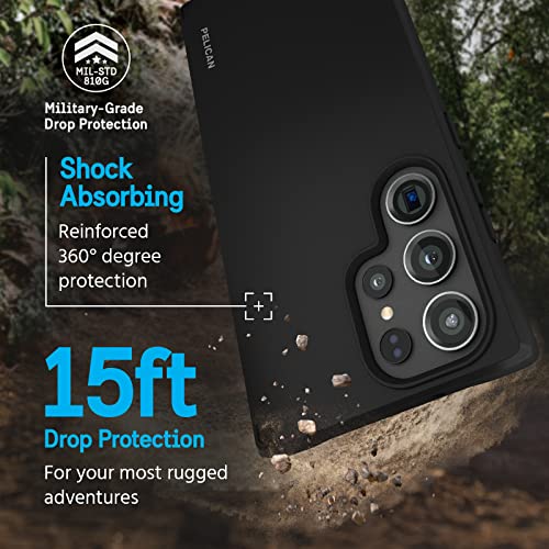 Pelican Ranger - Samsung Galaxy S23 Ultra Case [6.8"] [15FT MIL-STD Drop Protection] [Wireless Charging] Phone Case for Samsung Galaxy S23 Ultra - Slim, Rugged Cover w/ Anti Scratch Technology - Black