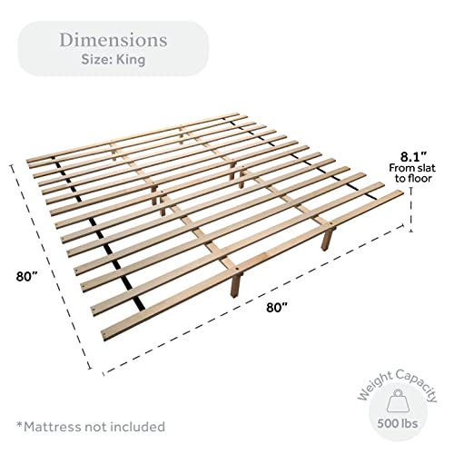 DG Casa King Size Wood Slat Support, 14 Slats, 2 Center Legs for Extra Support, Durable Wooden Bunkie Board/Slats for King Mattress, No Assembly Required