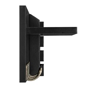 Danya B. Entryway Utility Wall Shelf with Pocket and Hanging Hooks (Black)