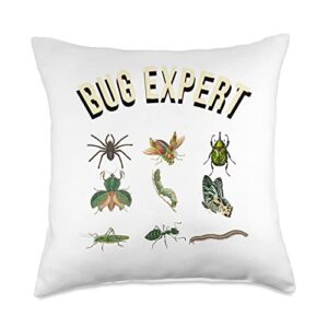 zenifulmalas cute expert, bug lovers design throw pillow, 18x18, multicolor