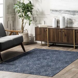 nuloom elspeth casual faded machine washable area rug, 4x6, navy