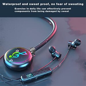 Iuhan Neck-Mounted Wireless Bluetooth 5.3 Headphones,RGB LED Breathing Lamp HiFi Stereo Clear Noise Reduction Earphones,Sports Earbuds in-Ear,Support SD-Card