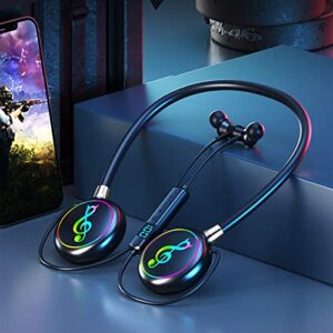 Iuhan Neck-Mounted Wireless Bluetooth 5.3 Headphones,RGB LED Breathing Lamp HiFi Stereo Clear Noise Reduction Earphones,Sports Earbuds in-Ear,Support SD-Card