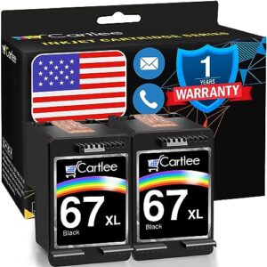 cartlee remanufactured ink cartridge replacement for hp ink 67 xl for hp 67xl ink cartridges black combo pack for hp 67 ink cartridges black combo pack 67xl for hp printer ink envy 6000 67