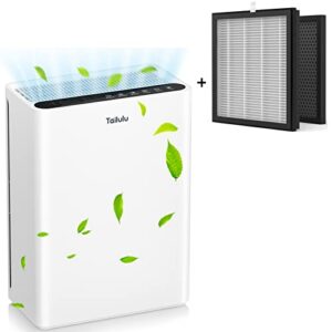 tailulu air purifiers for home large room up to 1614sqft, with two h13 hepa air filter-pet dander version(one is already in the purifier) for dust, pet dander, smoke, pollen