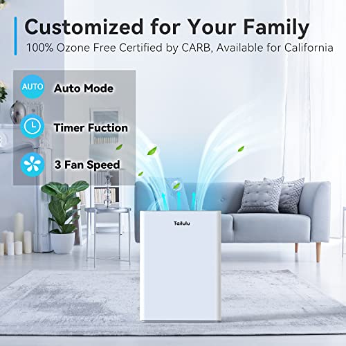 Tailulu Air Purifiers for Home Large Room Up to 1614sqft, with Two H13 HEPA Air Filter-Pet Dander Version(One is already in the purifier) for Dust, Pet Dander, Smoke, Pollen