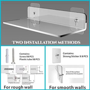 Clear Acrylic Wall Shelves,Small Floating Adhesive Shelf That Can Be Installed in Bathroom, Living Room, Kitchen, Shower Room,Used to Display,Organize and Store Perfume, Cosmetics