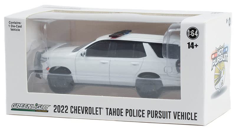 Greenlight 43001-L Hot Pursuit - 2022 Chevy Tahoe Police Pursuit Vehicle (PPV) 1/64 Scale with Light & Push Bar