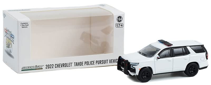 Greenlight 43001-L Hot Pursuit - 2022 Chevy Tahoe Police Pursuit Vehicle (PPV) 1/64 Scale with Light & Push Bar