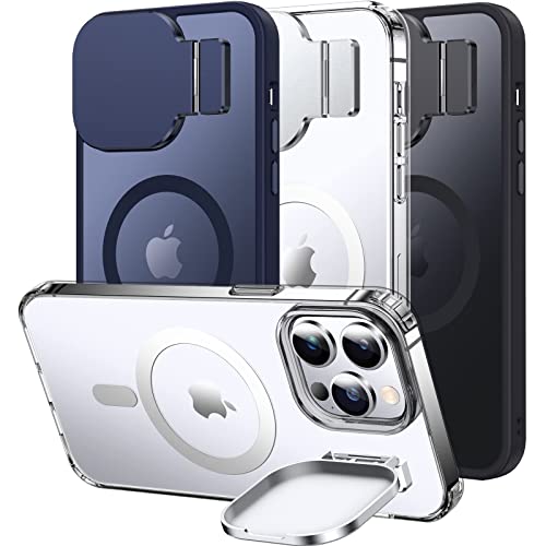 Silverback for iPhone 13 Pro Max Case with Stand, MagSafe-Compatible Case with Built-in Camera Cover,Magnetic Phone Case Shockproof DustProof Cover for iPhone 13 Pro Max 6.7 inch- Clear