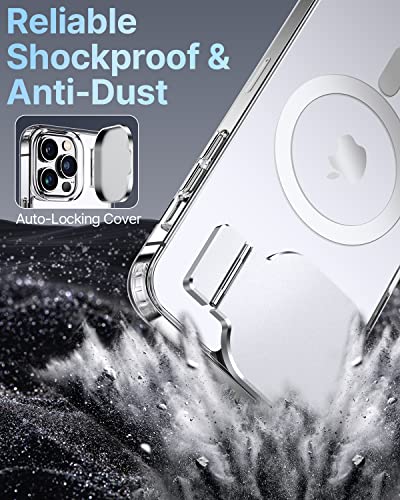 Silverback for iPhone 13 Pro Max Case with Stand, MagSafe-Compatible Case with Built-in Camera Cover,Magnetic Phone Case Shockproof DustProof Cover for iPhone 13 Pro Max 6.7 inch- Clear