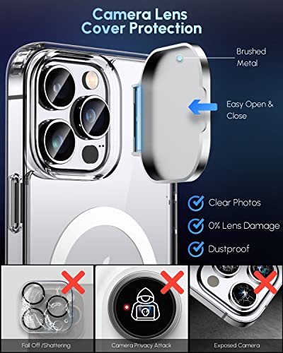 Silverback for iPhone 13 Pro Max Case with Stand, MagSafe-Compatible Case with Built-in Camera Cover,Magnetic Phone Case Shockproof DustProof Cover for iPhone 13 Pro Max 6.7 inch- Clear