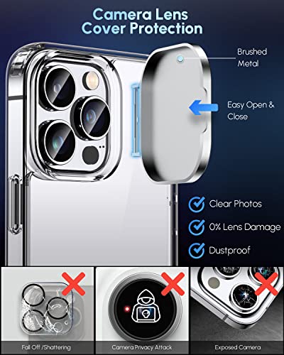 Silverback for iPhone 14 Pro Case with Stand, Phone Case with Camera Cover, Shockproof DustProof Cover for iPhone 14 Pro - Clear