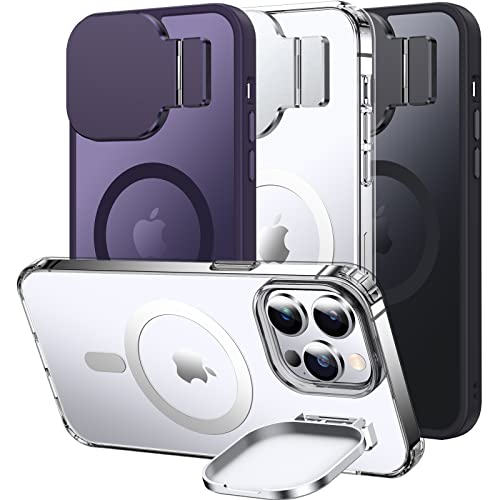 Silverback for iPhone 14 Pro Max Case with Stand, MagSafe-Compatible Case with Built-in Camera Cover,Magnetic Phone Case Shockproof DustProof Cover for iPhone 14 Pro Max - Clear