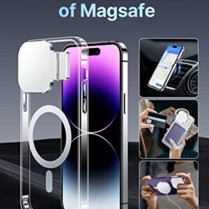 Silverback for iPhone 14 Pro Max Case with Stand, MagSafe-Compatible Case with Built-in Camera Cover,Magnetic Phone Case Shockproof DustProof Cover for iPhone 14 Pro Max - Clear