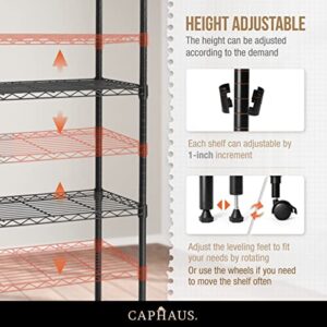 CAPHAUS NSF Heavy Duty Wire Shelving w/Wheels, Leveling Feet & Liners, Storage Metal Shelf, Garage Shelving Storage, Utility Wire Rack Storage Shelves, W/White Clear Liner, 30 x 14 x 61 5-Tier