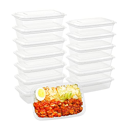 iHomeSet 30 Pack 34 Oz Plastic Meal Prep Containers with Lids, Disposable Food Storage Containers, Stackable Microwavable Freezer Dishwasher Safe Plastic Food Storage, for Office, Picnics