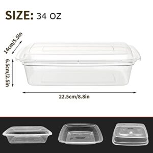 iHomeSet 30 Pack 34 Oz Plastic Meal Prep Containers with Lids, Disposable Food Storage Containers, Stackable Microwavable Freezer Dishwasher Safe Plastic Food Storage, for Office, Picnics