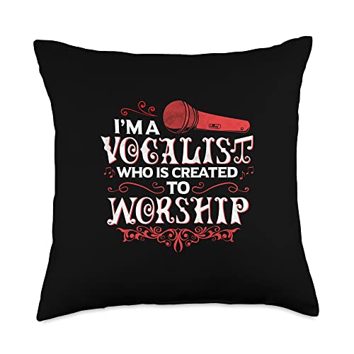 I'm A Vocalist Created To Worship Designs I'm A Vocalist Created to Worship Christian Music Throw Pillow, 18x18, Multicolor