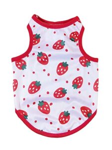 qwinee cute dog tank top fruit strawberry print cat puppy shirt breathable lightweight pet vest small medium large dogs cats kitten clothes red b s