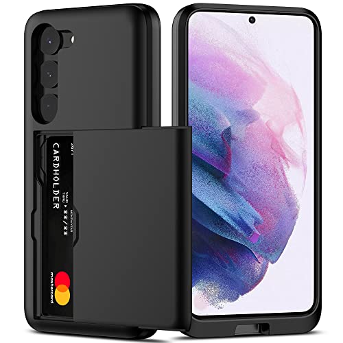 Nvollnoe for Samsung S23 Case with Card Holder 5G 6.1 inch Slim Dual Layer Heavy Duty Protective Galaxy S23 Case Hidden Card Slot Wallet Case for Samsung S23(Black)