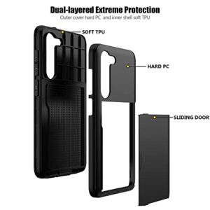 Nvollnoe for Samsung S23 Case with Card Holder 5G 6.1 inch Slim Dual Layer Heavy Duty Protective Galaxy S23 Case Hidden Card Slot Wallet Case for Samsung S23(Black)