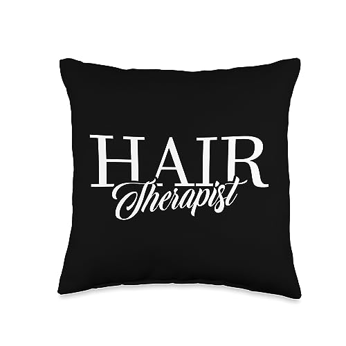 Hair Therapist Hair Salons & Hairdressing Pun Hair Therapist Hairstylist Cosmetologist Hairdresser Throw Pillow, 16x16, Multicolor