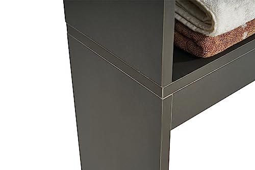 Majnesvon Toilet Bathroom Storage Cabinet Double Doors Bathroom Organizer Toilet Cabinet Freestanding Above Toilet Rack with Open Shelves and Adjustable Bottom Bar 76.8 in Black