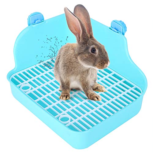 LIZEALUCKY Rabbit Litter Box Toilet, Plastic Square Cage Box Potty Trainer Corner Litter Bedding Box Pet Pan for Small Animals, Rabbits, Guinea Pigs, Chinchilla, Ferret, Galesaur, 11 x 8.7 x 5.9 in