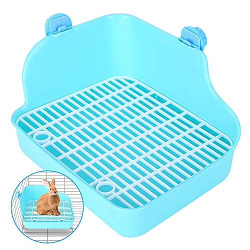 LIZEALUCKY Rabbit Litter Box Toilet, Plastic Square Cage Box Potty Trainer Corner Litter Bedding Box Pet Pan for Small Animals, Rabbits, Guinea Pigs, Chinchilla, Ferret, Galesaur, 11 x 8.7 x 5.9 in