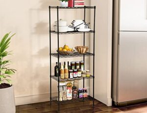 storage shelves, 5 tier commercial nsf certified metal shelving, heavy duty wire shelving unit for kitchen restaurant bathroom office pantry, 14"lx24"wx60"h metal shelves for storage utility shelf