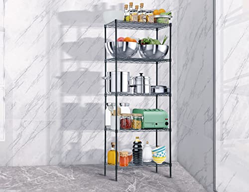 Storage Shelves, 5 Tier Commercial NSF Certified Metal Shelving, Heavy Duty Wire Shelving Unit for Kitchen Restaurant Bathroom Office Pantry, 14"Lx24"Wx60"H Metal Shelves For Storage Utility Shelf