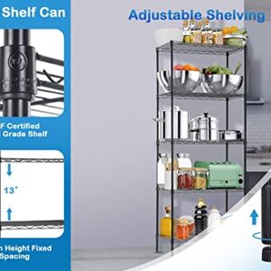 Storage Shelves, 5 Tier Commercial NSF Certified Metal Shelving, Heavy Duty Wire Shelving Unit for Kitchen Restaurant Bathroom Office Pantry, 14"Lx24"Wx60"H Metal Shelves For Storage Utility Shelf