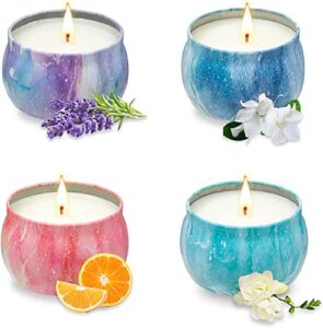 scented candles gifts for women,4 pack relaxing aromatherapy scented candles for women,portable tin candles,100% soy candles stress relief candles for home scented, valentine's day, mother's day…