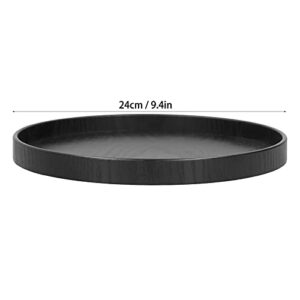 Milltrip Round Wooden Food Fruit Serving Tray Service Plate for Home Kitchen Hotel Use Black(24cm/9.4in)