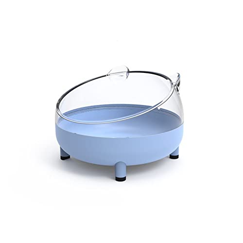 elegantstunning Hamster Transparent Bathing Tub Detachable Anti-Splash Large Space Bathroom Sand Nest Pet Supplies [Blue]