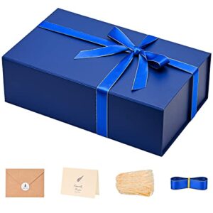 lifelum gift box 13.8 x 8.3 x 4.4 inch, large gift box with lids for presents ribbon,card,shredded paper filler magnetic closure for thanksgiving, holidays, birthdays（navy blue）