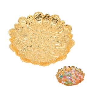 gold fruit bowl, 5.5inch decorative metal centerpiece bowl modern fruit bowl for kitchen counter gold bowls gold candies dessert serving tray for dinners parties