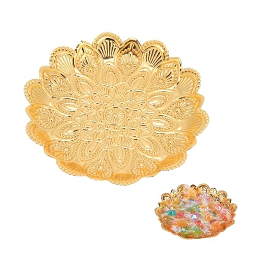 Gold Fruit Bowl, 5.5inch Decorative Metal Centerpiece Bowl Modern Fruit Bowl for Kitchen Counter Gold Bowls Gold Candies Dessert Serving Tray for Dinners Parties