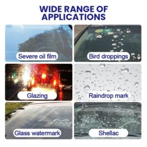 Car Glass Oil Film Remover Cleaner, Water Spot Remover for Auto and Home Eliminate Watermarks, Rain Stains, Bird Stains, Shellac, Oil Stains (2 Set)