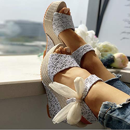 JMMSlmax Platform Wedges Sandals for Women Dessy Women's Platform Sandals Platform Wedge Open Toe Sandals with Strap Bowknot